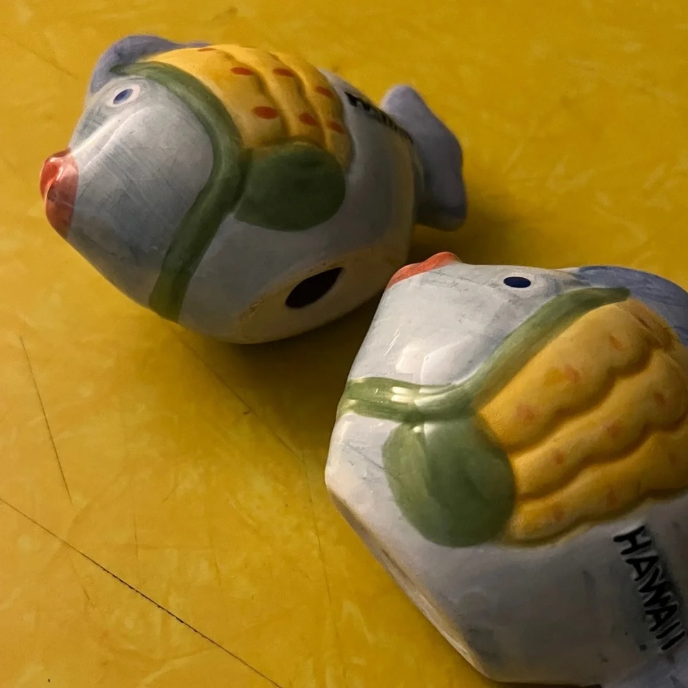 Colorful Ceramic Fish Salt and Pepper Shakers